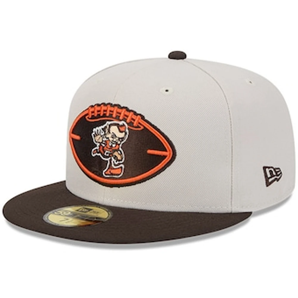 Men's New Era Stone/Brown Cleveland Browns 2024 Sideline Historic 59FIFTY Fitted Hat