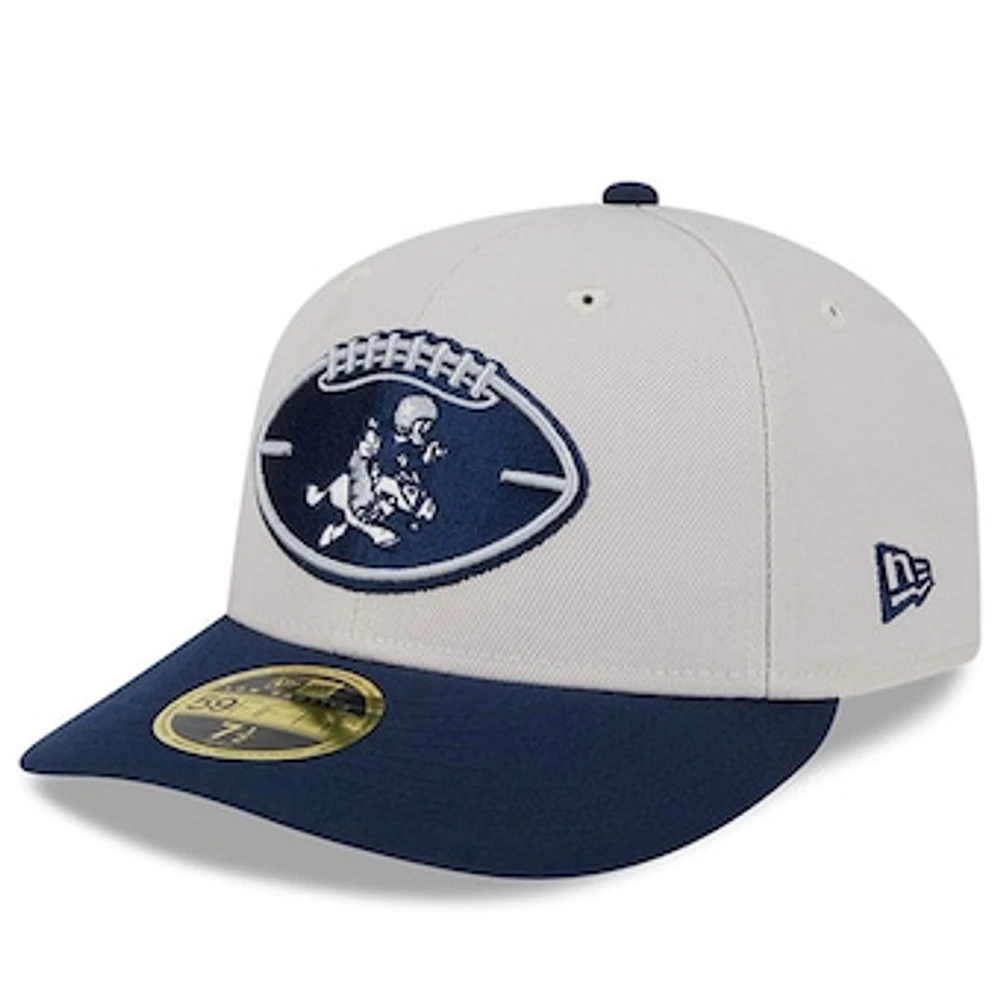 Men's New Era  Stone/Navy Dallas Cowboys 2024 Sideline Historic Low Profile 59FIFTY Fitted Hat