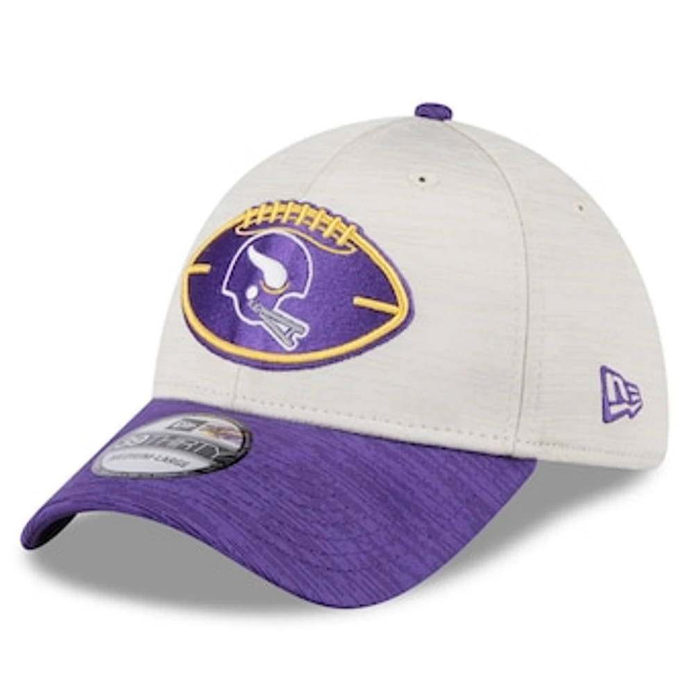 Men's New Era Stone/Purple Minnesota Vikings 2024 Sideline Historic 39THIRTY Flex Hat