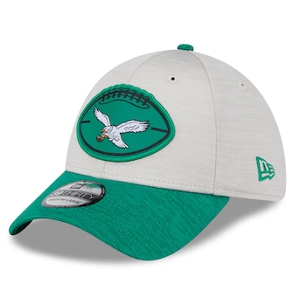 Men's New Era Stone/Midnight Green Philadelphia Eagles 2024 Sideline Historic 39THIRTY Flex Hat