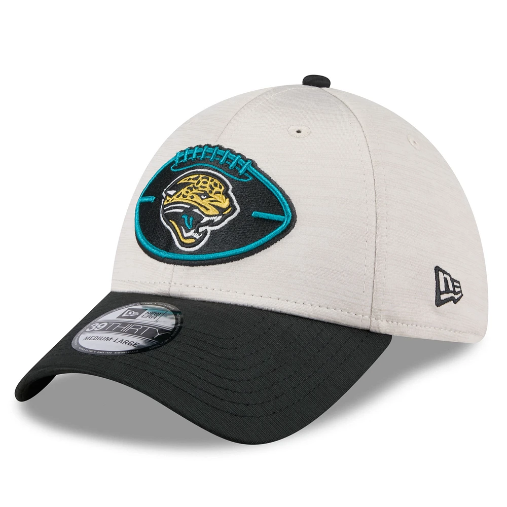 Men's New Era Stone/Teal Jacksonville Jaguars 2024 Sideline Historic 39THIRTY Flex Hat