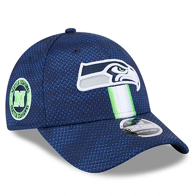 Men's New Era College Navy Seattle Seahawks 2024 Sideline 9FORTY Stretch-Snap Hat