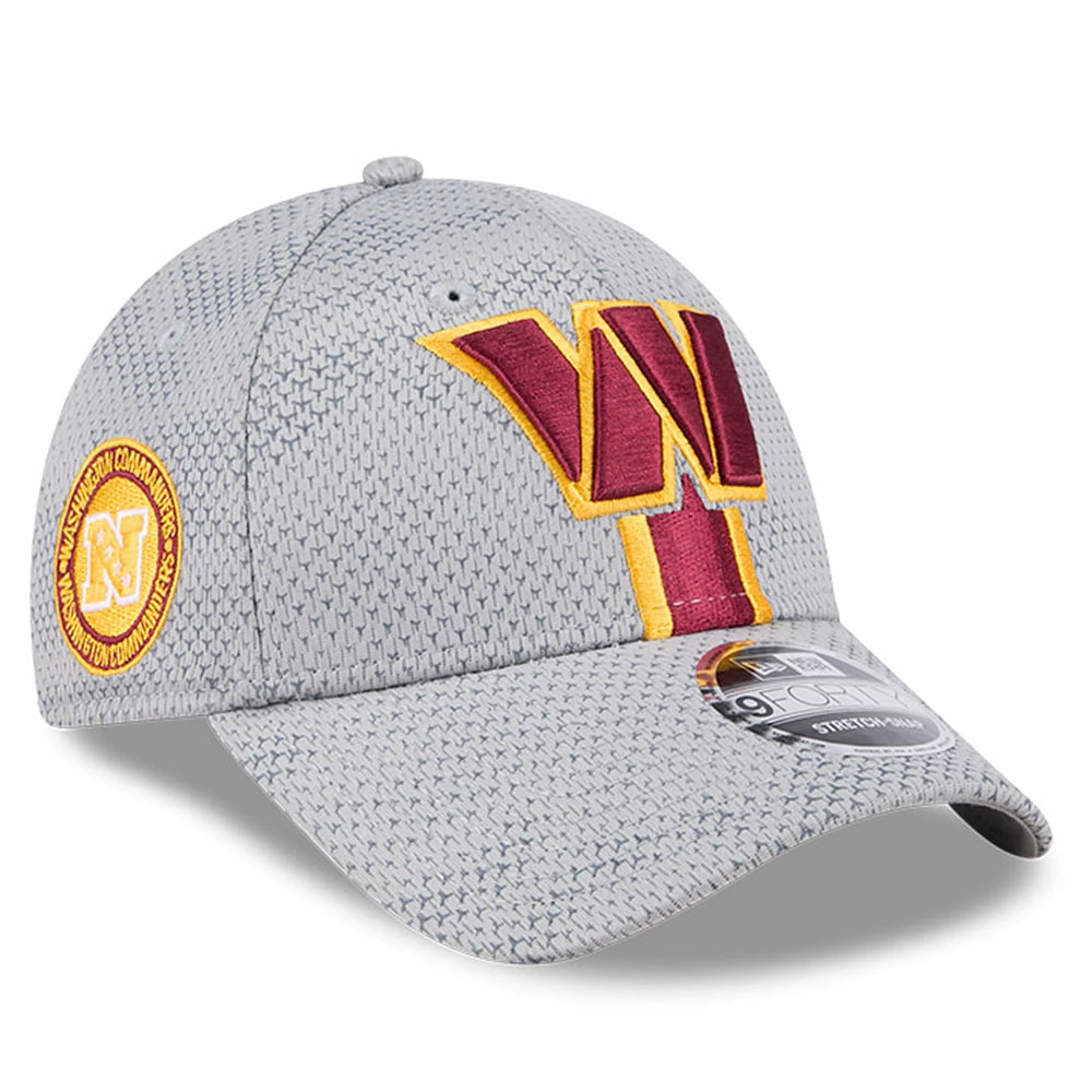 Men's New Era Gray Washington Commanders 2024 Sideline 9FORTY Stretch-Snap Hat