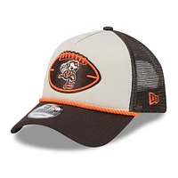 Men's New Era Stone/Brown Cleveland Browns 2024 Sideline Historic 9FORTY A-Frame Trucker Adjustable Hat