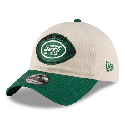 Men's New Era Stone/Green New York Jets 2024 Sideline Historic 9TWENTY Adjustable Hat