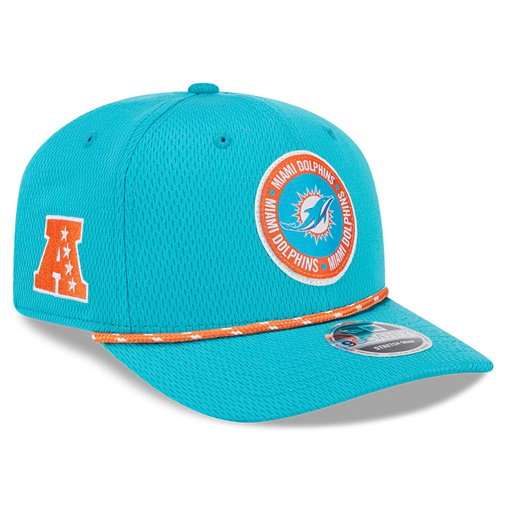 Youth New Era  Aqua Miami Dolphins 2024 Sideline 9SEVENTY Adjustable Hat