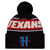 Men's New Era Navy Houston Texans 2024 Sideline Cuffed Knit Hat with Pom