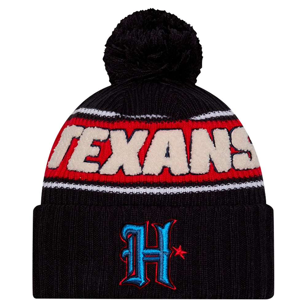 Men's New Era Navy Houston Texans 2024 Sideline Cuffed Knit Hat with Pom