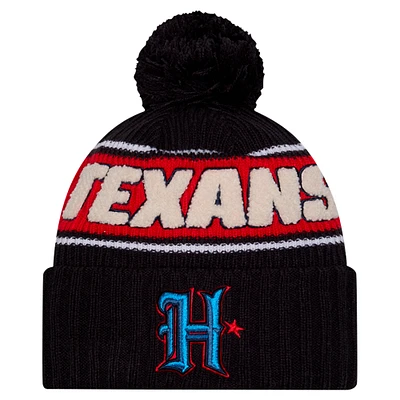 Men's New Era Navy Houston Texans 2024 Sideline Cuffed Knit Hat with Pom