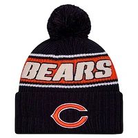 Men's New Era Navy Chicago Bears 2024 Sideline Cuffed Knit Hat with Pom
