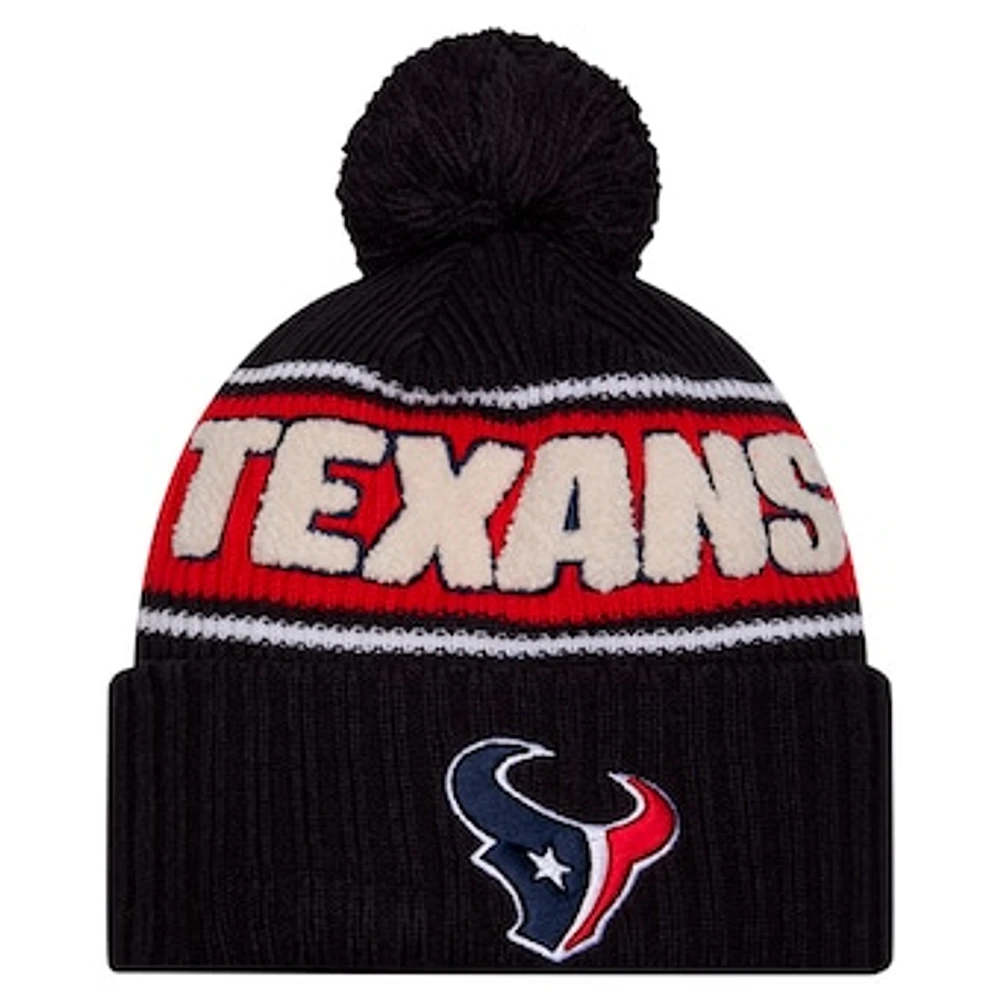 Men's New Era Navy Houston Texans 2024 Sideline Cuffed Knit Hat with Pom