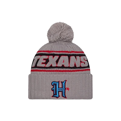 Men's New Era  Gray Houston Texans 2024 Sideline Sport Cuffed Knit Hat with Pom