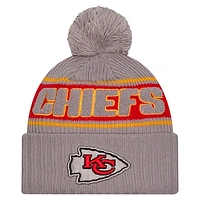 Men's New Era  Gray Kansas City Chiefs 2024 Sideline Sport Cuffed Knit Hat with Pom