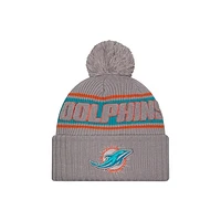 Men's New Era  Gray Miami Dolphins 2024 Sideline Sport Cuffed Knit Hat with Pom