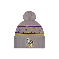 Men's New Era  Gray Minnesota Vikings 2024 Sideline Sport Cuffed Knit Hat with Pom