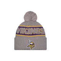 Men's New Era  Gray Minnesota Vikings 2024 Sideline Sport Cuffed Knit Hat with Pom