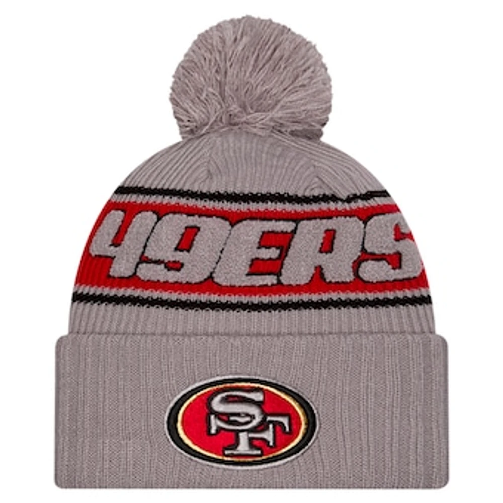 Men's New Era  Gray San Francisco 49ers 2024 Sideline Sport Cuffed Knit Hat with Pom