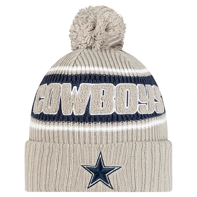 Men's New Era  Gray Dallas Cowboys 2024 Sideline Sport Cuffed Knit Hat with Pom