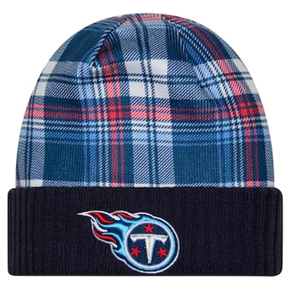 Men's New Era  Navy Tennessee Titans Sideline Statement Cuffed Knit Hat