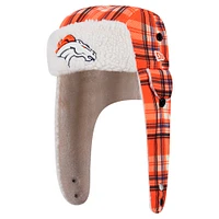 New Era Orange Denver Broncos Sideline Plaid Sherpa Trapper Hat