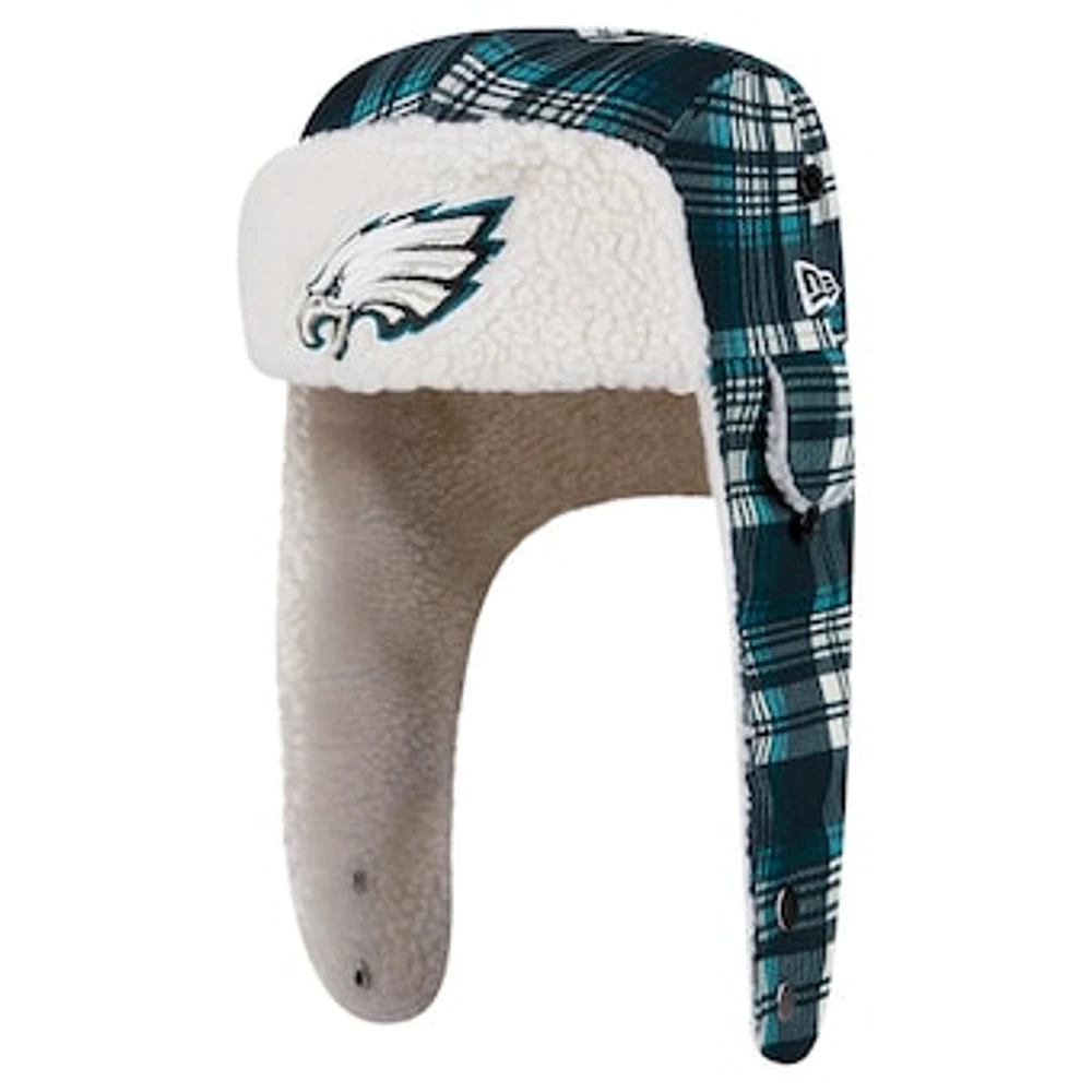 New Era Midnight Green Philadelphia Eagles Sideline Plaid Sherpa Trapper Hat