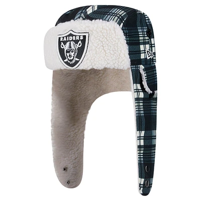 New Era Black Las Vegas Raiders Sideline Plaid Sherpa Trapper Hat