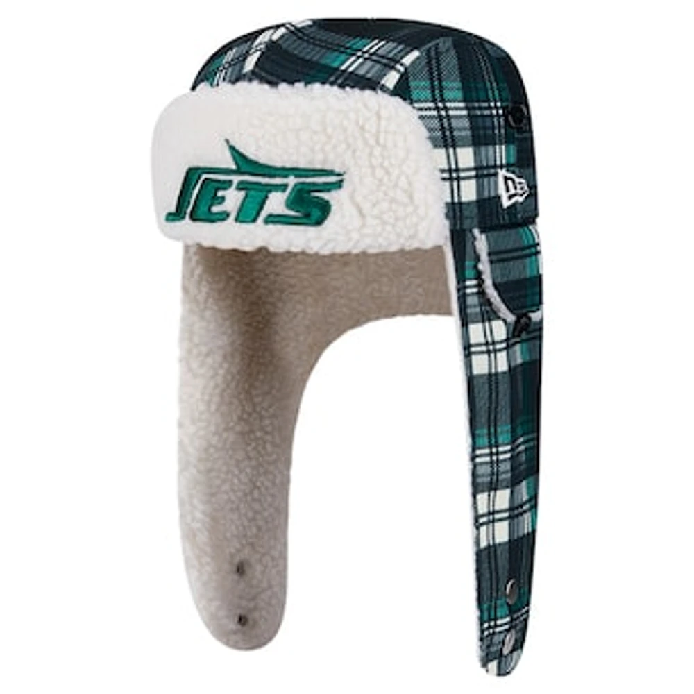 New Era Black York Jets Sideline Plaid Sherpa Trapper Hat