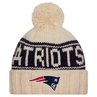 Women's New Era Cream New England Patriots 2024 Sideline Cuffed Knit Hat with Pom