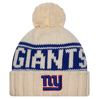 Women's New Era Cream New York Giants 2024 Sideline Cuffed Knit Hat with Pom