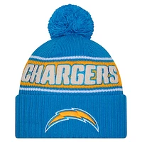 Youth New Era Powder Blue Los Angeles Chargers 2024 Sideline Sport Cuffed Knit Hat with Pom