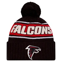 Youth New Era Black Atlanta Falcons 2024 Sideline Sport Cuffed Knit Hat with Pom