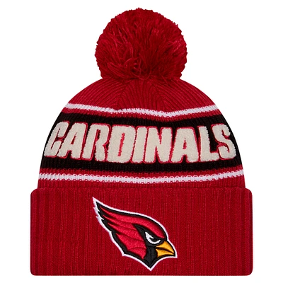 Youth New Era Cardinal Arizona Cardinals 2024 Sideline Sport Cuffed Knit Hat with Pom