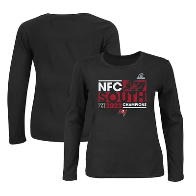 Women's Fanatics Black Tampa Bay Buccaneers 2023 NFC South Division Champions Plus Conquer Long Sleeve Scoop Neck T-Shirt