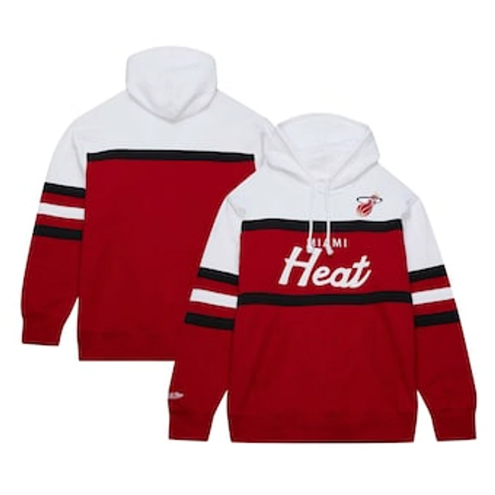 Men's Mitchell & Ness Red/White Miami Heat Head Coach Pullover Hoodie