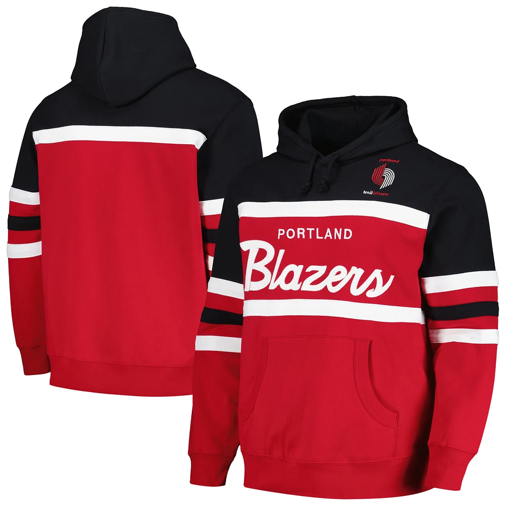 Men's Mitchell & Ness Red/Black Portland Trail Blazers Head Coach Pullover Hoodie