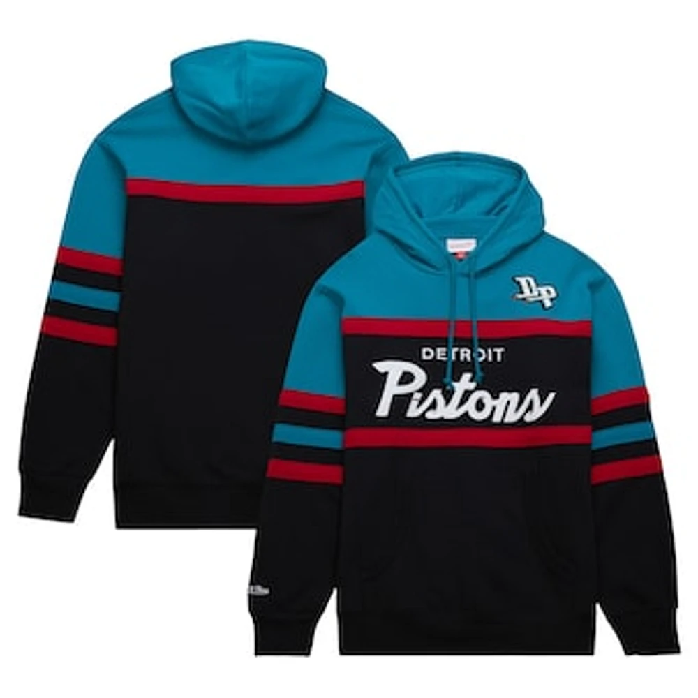 Men's Mitchell & Ness Black/Teal Detroit Pistons Head Coach Pullover Hoodie