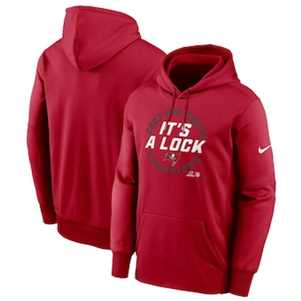 Men's Nike Red Tampa Bay Buccaneers 2023 NFC South Division Champions Locker Room Trophy Collection Pullover Hoodie