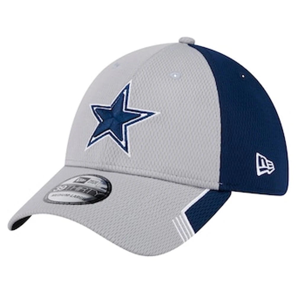 Men's New Era Gray Dallas Cowboys Active Visor Trim 39THIRTY Flex Hat