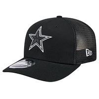 Men's New Era  Black Dallas Cowboys Canvas Trucker 9SEVENTY Stretch-Snap Hat