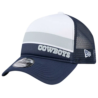 Men's New Era  White/Navy Dallas Cowboys Sport Night Color Block 9FORTY A-Frame Trucker Adjustable Hat