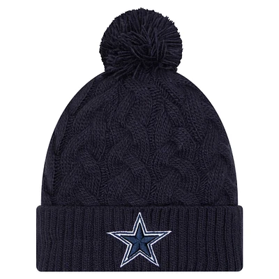 Women's New Era Navy Dallas Cowboys Cable Knit Hat with Pom