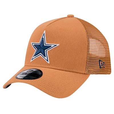 Men's New Era Brown Dallas Cowboys Color Pack Side Patch A-Frame 9FORTY Adjustable Hat