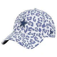 Girls Youth New Era White Dallas Cowboys Active Leopard 9TWENTY Adjustable Hat