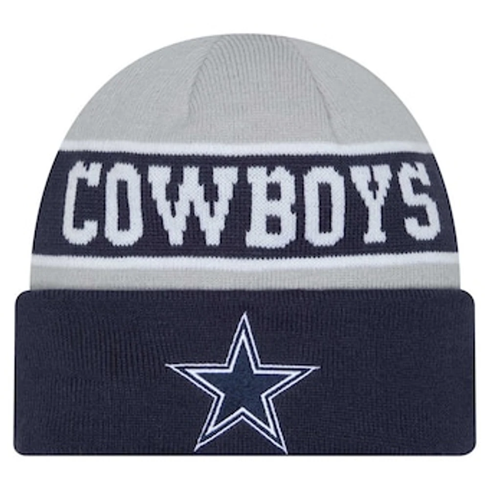 Youth New Era Gray/Navy Dallas Cowboys Active Reversible Cuffed Knit Hat