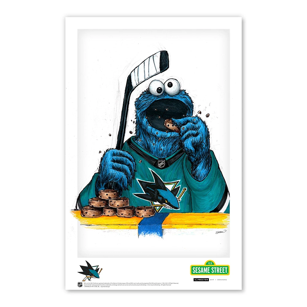 San Jose Sharks  Cookie Monster 11" x 17" Poster Print