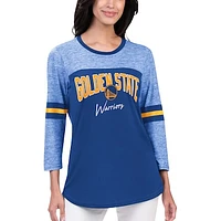 Women's G-III Sports by Carl Banks Royal Golden State Warriors Play The Game Tri-Blend 3/4 Sleeve T-Shirt