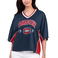 Women's Starter Blue Montreal Canadiens Power Play Raglan V-Neck T-Shirt