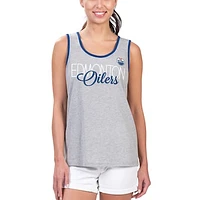 Women's G-III 4Her by Carl Banks Gray Edmonton Oilers Fastest Lap Tank Top