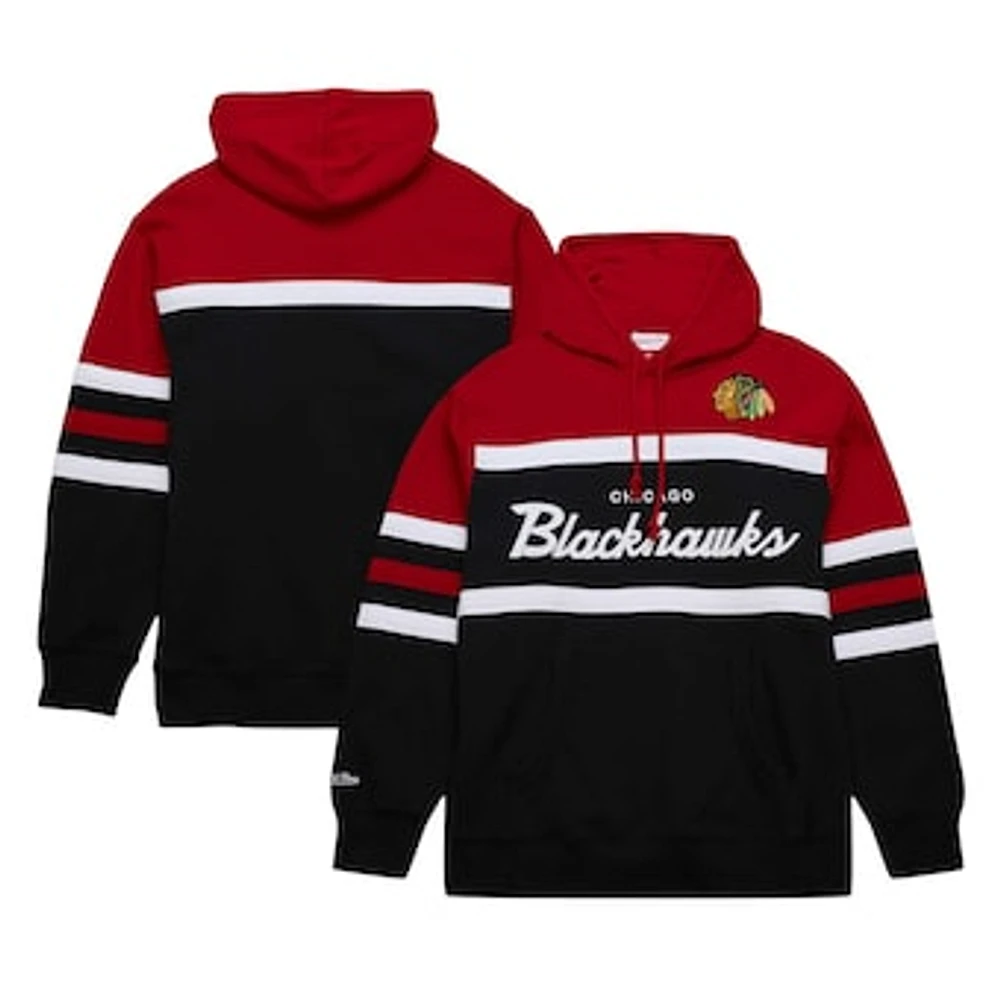 Men's Mitchell & Ness Black/Red Chicago Blackhawks Head Coach Pullover Hoodie