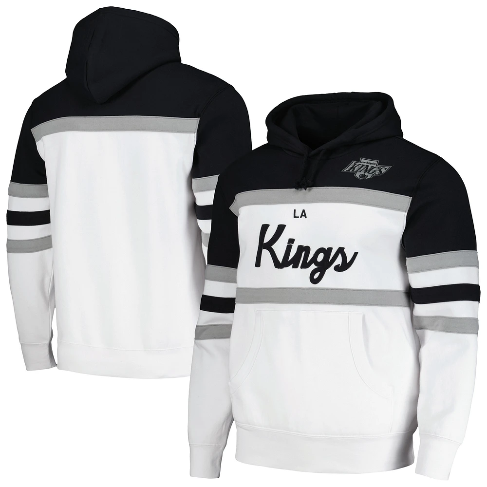 Men's Mitchell & Ness White/Black Los Angeles Kings Head Coach Pullover Hoodie